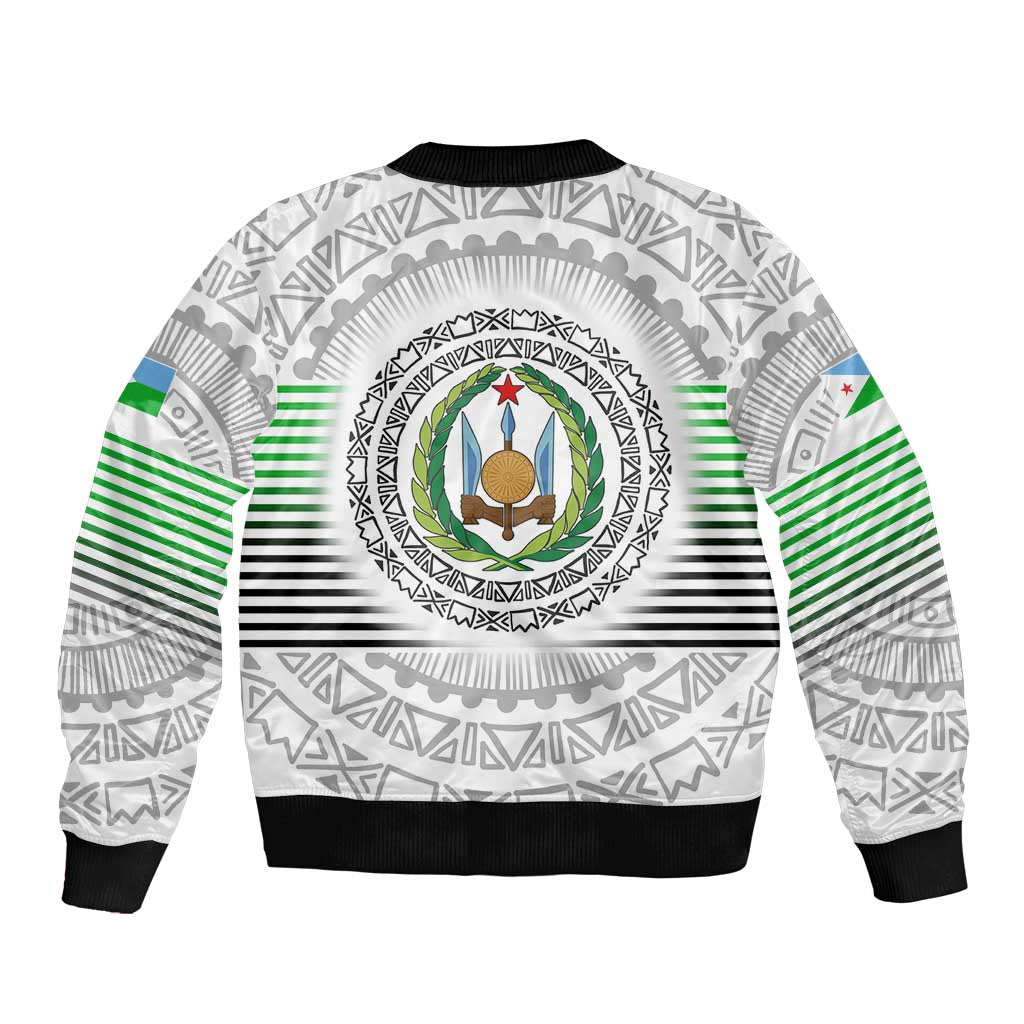 Djibouti Roots Sleeve Zip Bomber Jacket Urban Streetwear with African Tribal Design & Patriotic Elements