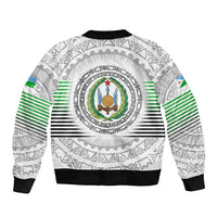 Djibouti Roots Sleeve Zip Bomber Jacket Urban Streetwear with African Tribal Design & Patriotic Elements