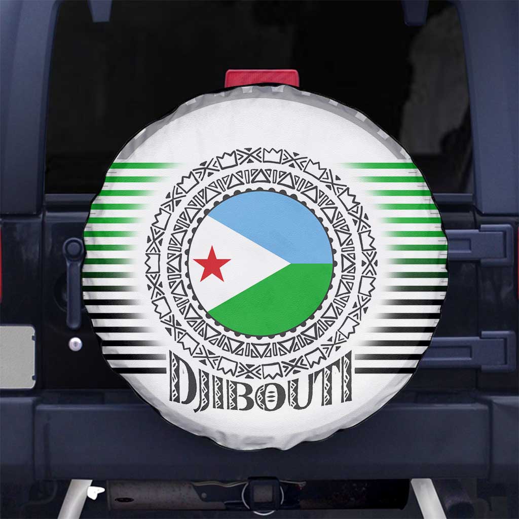 Djibouti Roots Spare Tire Cover Urban Streetwear with African Tribal Design & Patriotic Elements