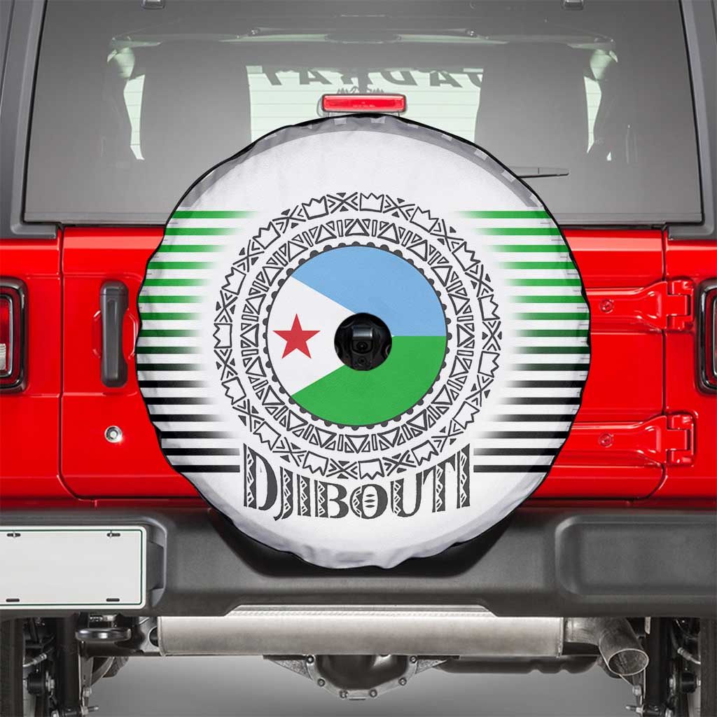 Djibouti Roots Spare Tire Cover Urban Streetwear with African Tribal Design & Patriotic Elements