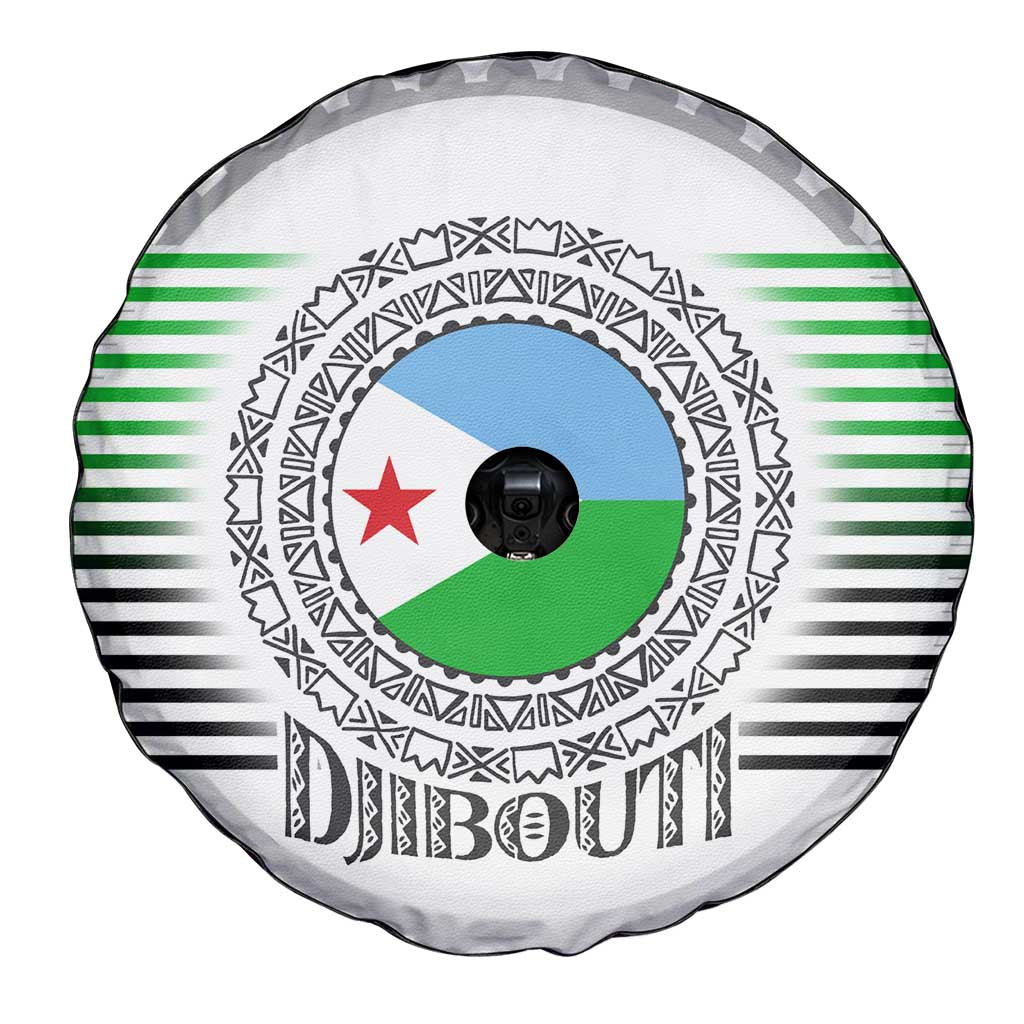 Djibouti Roots Spare Tire Cover Urban Streetwear with African Tribal Design & Patriotic Elements