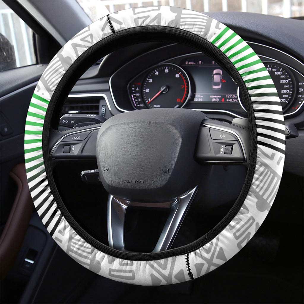Djibouti Roots Steering Wheel Cover Urban Streetwear with African Tribal Design & Patriotic Elements