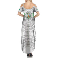 Djibouti Roots Summer Maxi Dress Urban Streetwear with African Tribal Design & Patriotic Elements