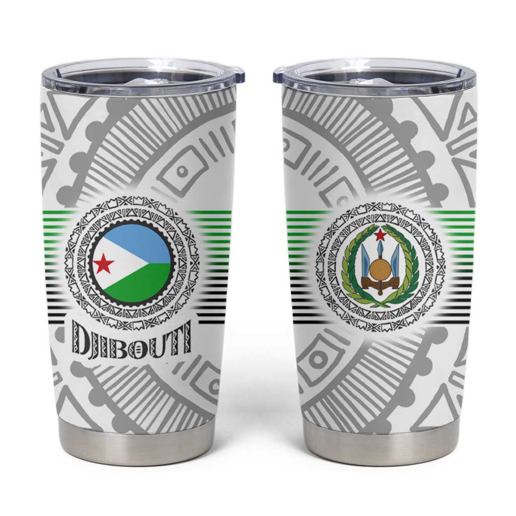 Djibouti Roots Tumbler Cup Urban Streetwear with African Tribal Design & Patriotic Elements