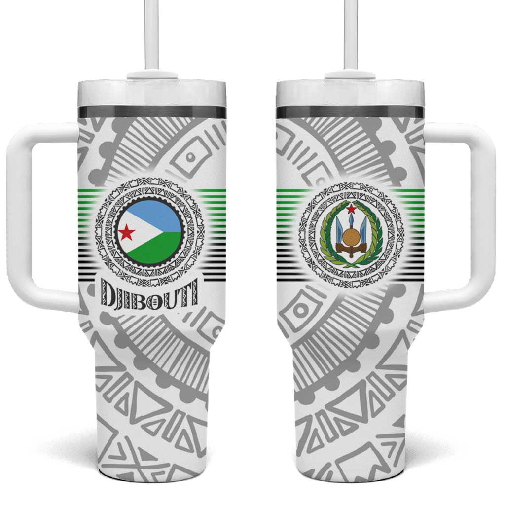 Djibouti Roots Tumbler With Handle Urban Streetwear with African Tribal Design & Patriotic Elements