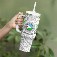 Djibouti Roots Tumbler With Handle Urban Streetwear with African Tribal Design & Patriotic Elements