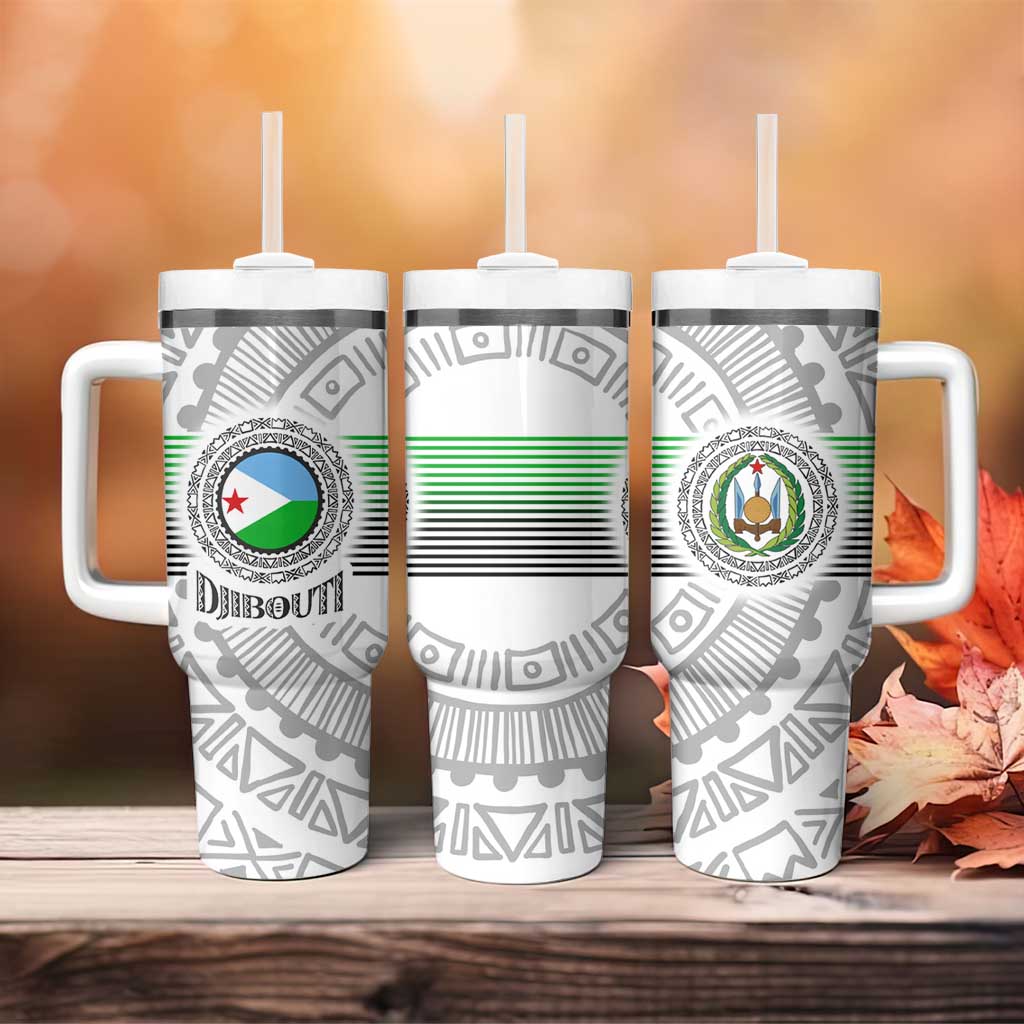 Djibouti Roots Tumbler With Handle Urban Streetwear with African Tribal Design & Patriotic Elements