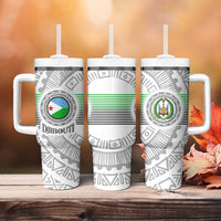 Djibouti Roots Tumbler With Handle Urban Streetwear with African Tribal Design & Patriotic Elements