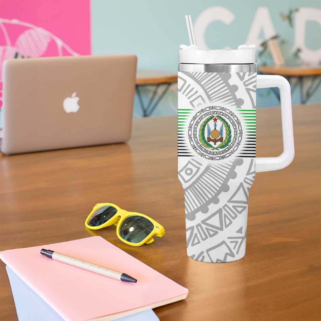 Djibouti Roots Tumbler With Handle Urban Streetwear with African Tribal Design & Patriotic Elements