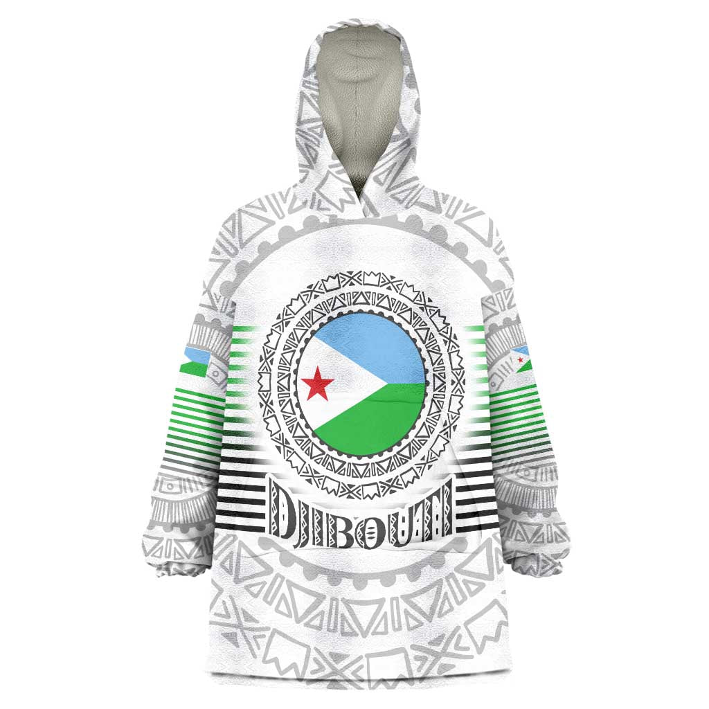 Djibouti Roots Wearable Blanket Hoodie Urban Streetwear with African Tribal Design & Patriotic Elements
