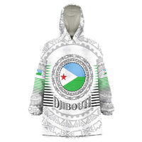 Djibouti Roots Wearable Blanket Hoodie Urban Streetwear with African Tribal Design & Patriotic Elements