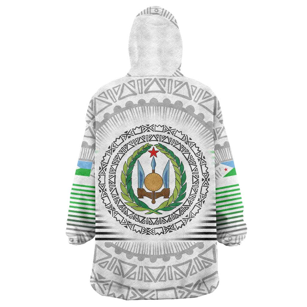 Djibouti Roots Wearable Blanket Hoodie Urban Streetwear with African Tribal Design & Patriotic Elements
