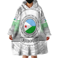 Djibouti Roots Wearable Blanket Hoodie Urban Streetwear with African Tribal Design & Patriotic Elements