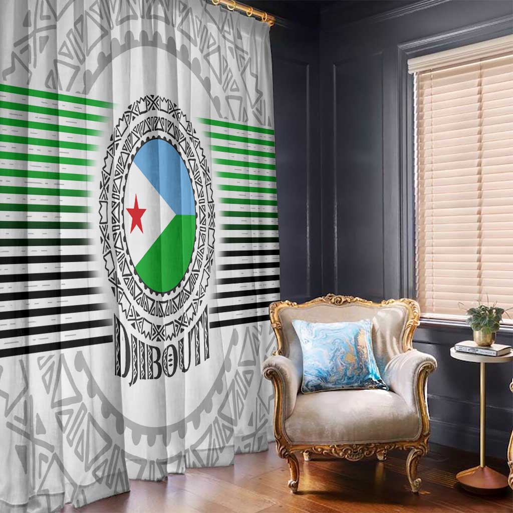 Djibouti Roots Window Curtain Urban Streetwear with African Tribal Design & Patriotic Elements