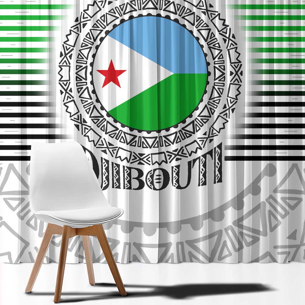 Djibouti Roots Window Curtain Urban Streetwear with African Tribal Design & Patriotic Elements