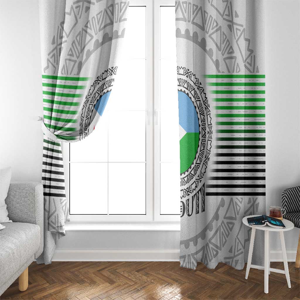 Djibouti Roots Window Curtain Urban Streetwear with African Tribal Design & Patriotic Elements