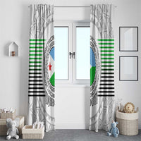 Djibouti Roots Window Curtain Urban Streetwear with African Tribal Design & Patriotic Elements