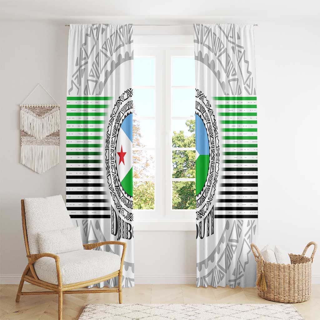 Djibouti Roots Window Curtain Urban Streetwear with African Tribal Design & Patriotic Elements