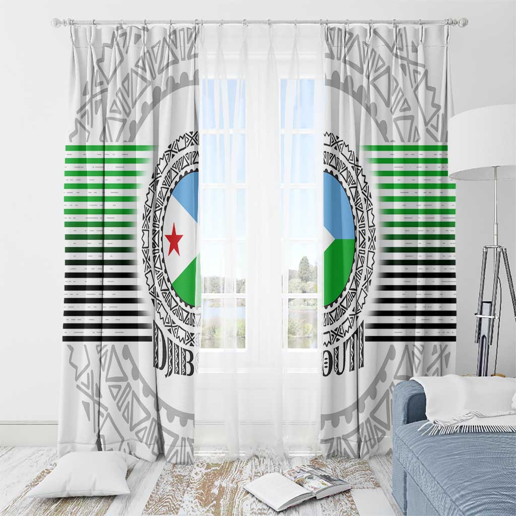 Djibouti Roots Window Curtain Urban Streetwear with African Tribal Design & Patriotic Elements