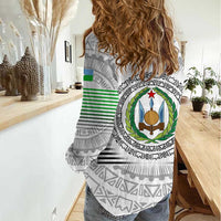 Djibouti Roots Women Casual Shirt Urban Streetwear with African Tribal Design & Patriotic Elements