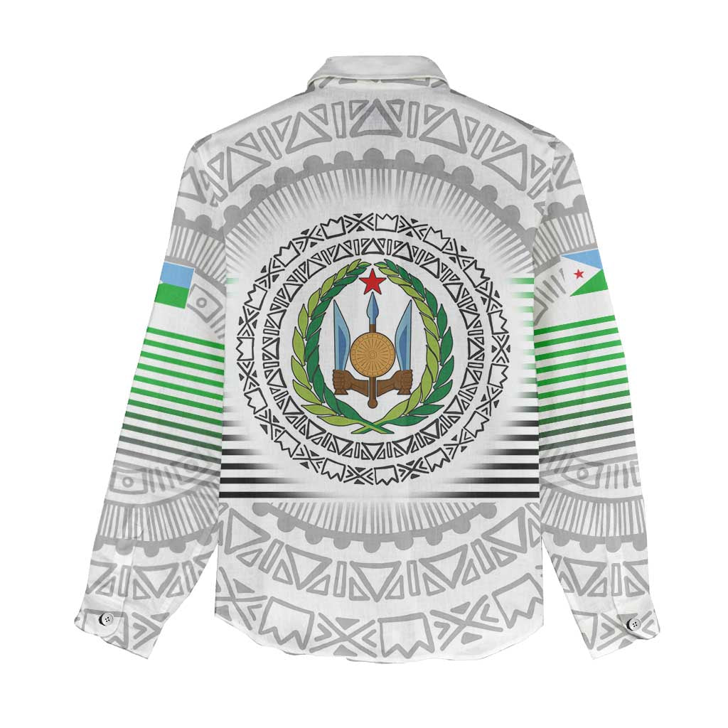 Djibouti Roots Women Casual Shirt Urban Streetwear with African Tribal Design & Patriotic Elements