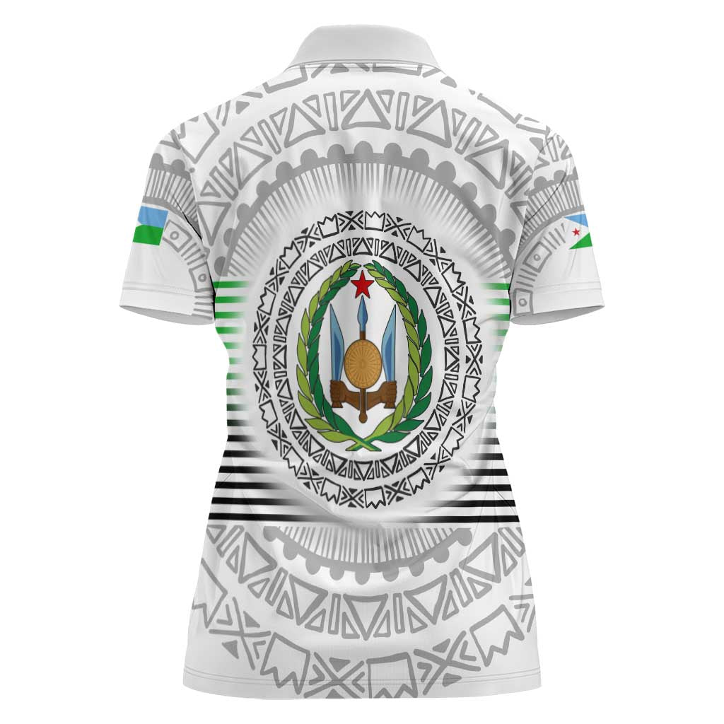 Djibouti Roots Women Polo Shirt Urban Streetwear with African Tribal Design & Patriotic Elements