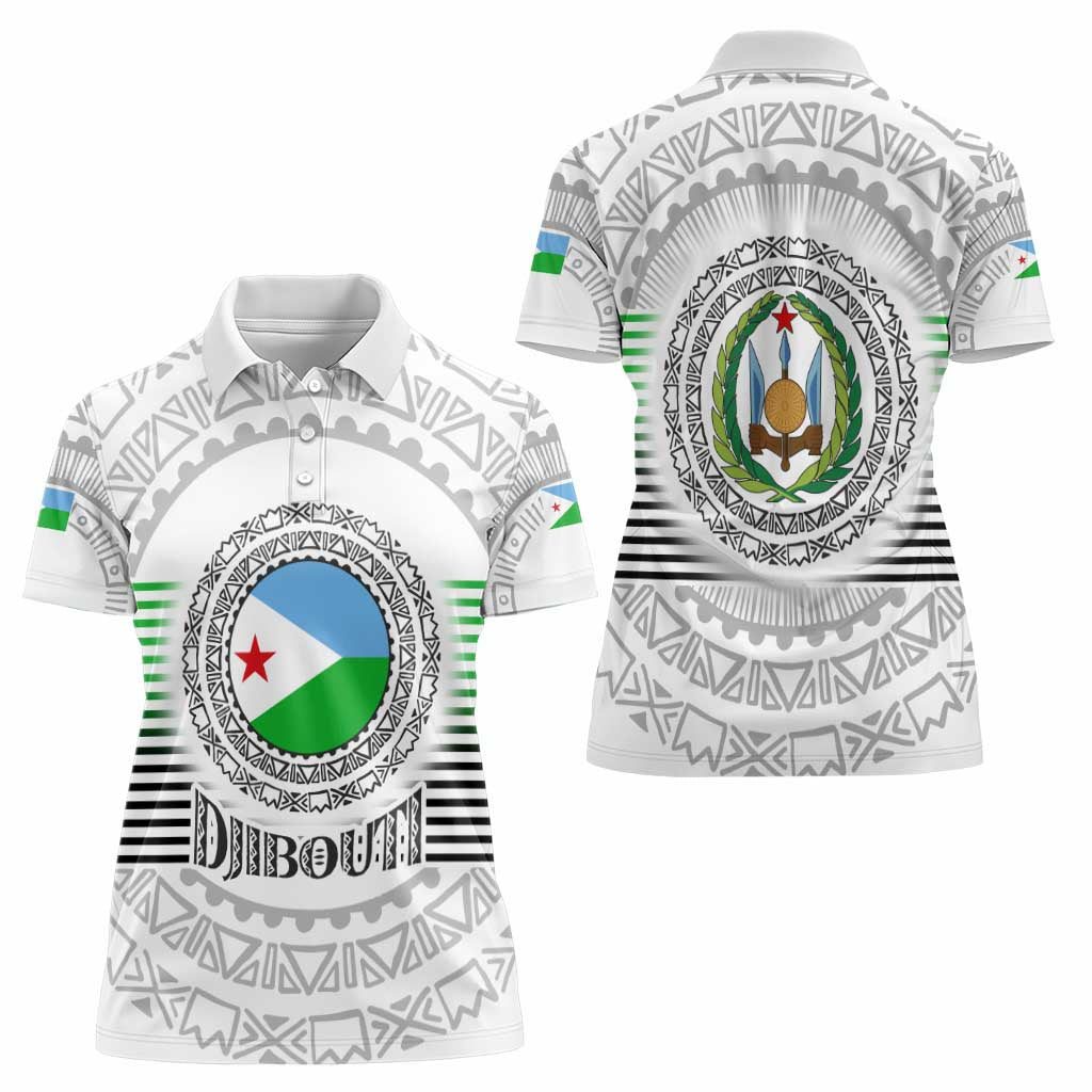 Djibouti Roots Women Polo Shirt Urban Streetwear with African Tribal Design & Patriotic Elements