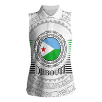 Djibouti Roots Women Sleeveless Polo Shirt Urban Streetwear with African Tribal Design & Patriotic Elements