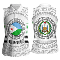 Djibouti Roots Women Sleeveless Polo Shirt Urban Streetwear with African Tribal Design & Patriotic Elements