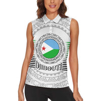 Djibouti Roots Women Sleeveless Polo Shirt Urban Streetwear with African Tribal Design & Patriotic Elements