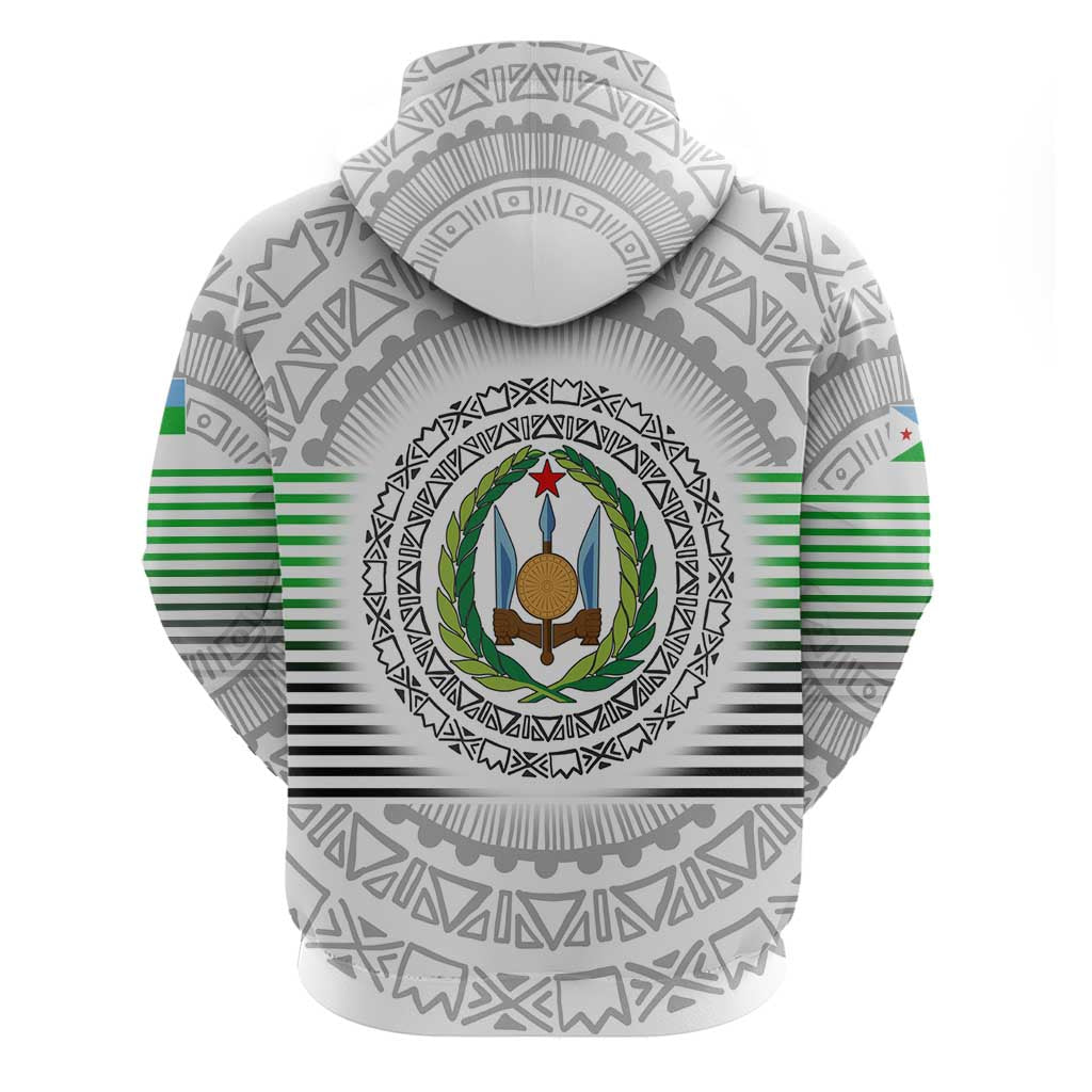 Djibouti Roots Zip Hoodie Urban Streetwear with African Tribal Design & Patriotic Elements