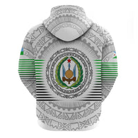 Djibouti Roots Zip Hoodie Urban Streetwear with African Tribal Design & Patriotic Elements