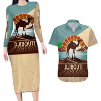 Echoes of Djibouti Couples Matching Long Sleeve Bodycon Dress and Hawaiian Shirt Where Desert Meets Sea and Heritage Stands Tall