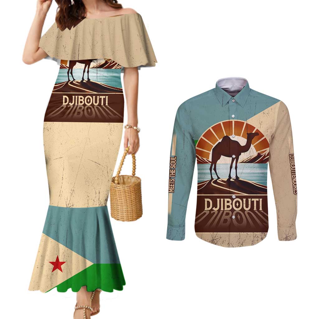 Echoes of Djibouti Couples Matching Mermaid Dress and Long Sleeve Button Shirt Where Desert Meets Sea and Heritage Stands Tall