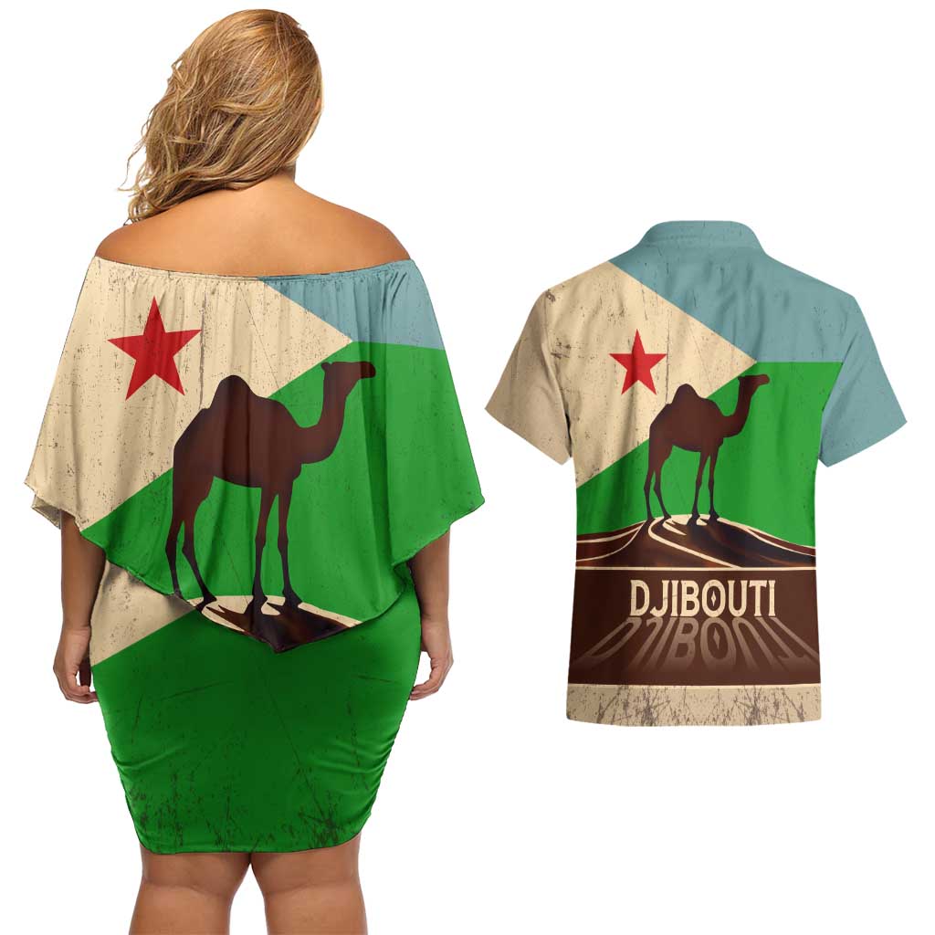 Echoes of Djibouti Couples Matching Off Shoulder Short Dress and Hawaiian Shirt Where Desert Meets Sea and Heritage Stands Tall