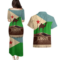 Echoes of Djibouti Couples Matching Puletasi and Hawaiian Shirt Where Desert Meets Sea and Heritage Stands Tall