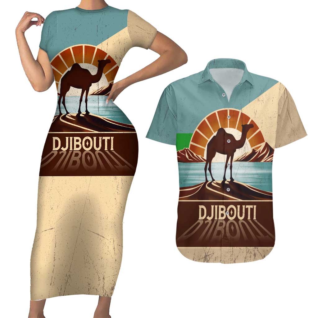 Echoes of Djibouti Couples Matching Short Sleeve Bodycon Dress and Hawaiian Shirt Where Desert Meets Sea and Heritage Stands Tall