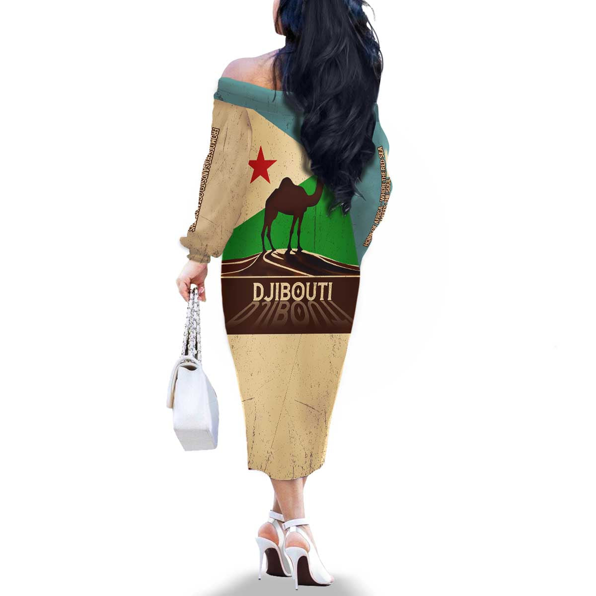 Echoes of Djibouti Family Matching Off The Shoulder Long Sleeve Dress and Hawaiian Shirt Where Desert Meets Sea and Heritage Stands Tall