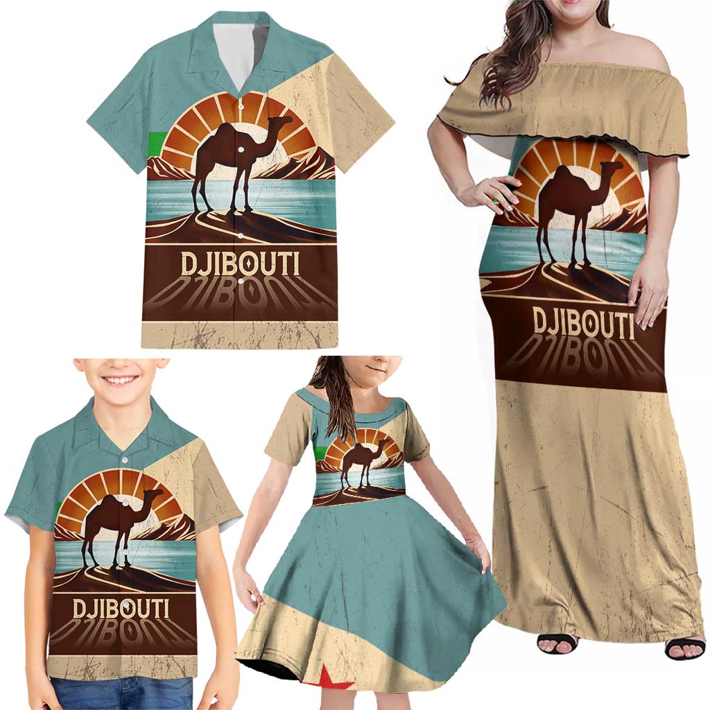 Echoes of Djibouti Family Matching Off Shoulder Maxi Dress and Hawaiian Shirt Where Desert Meets Sea and Heritage Stands Tall