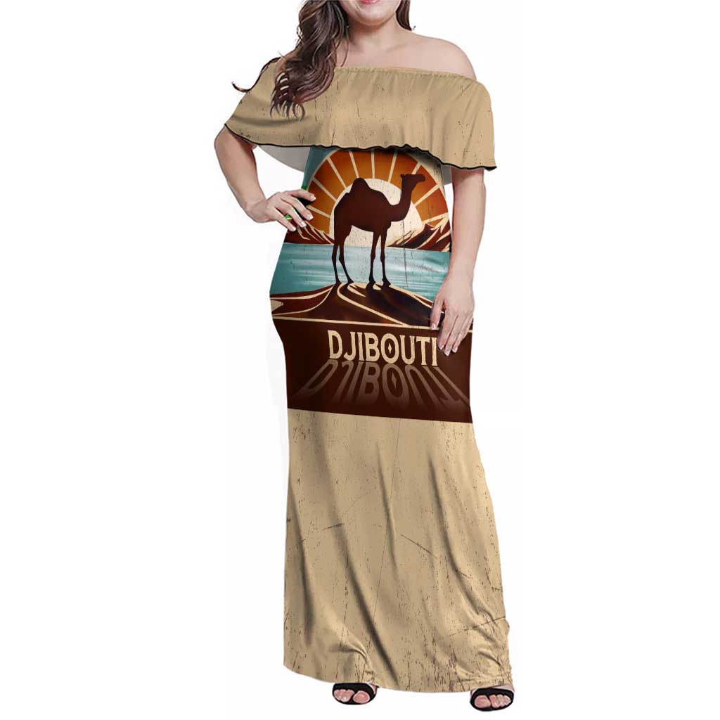 Echoes of Djibouti Family Matching Off Shoulder Maxi Dress and Hawaiian Shirt Where Desert Meets Sea and Heritage Stands Tall