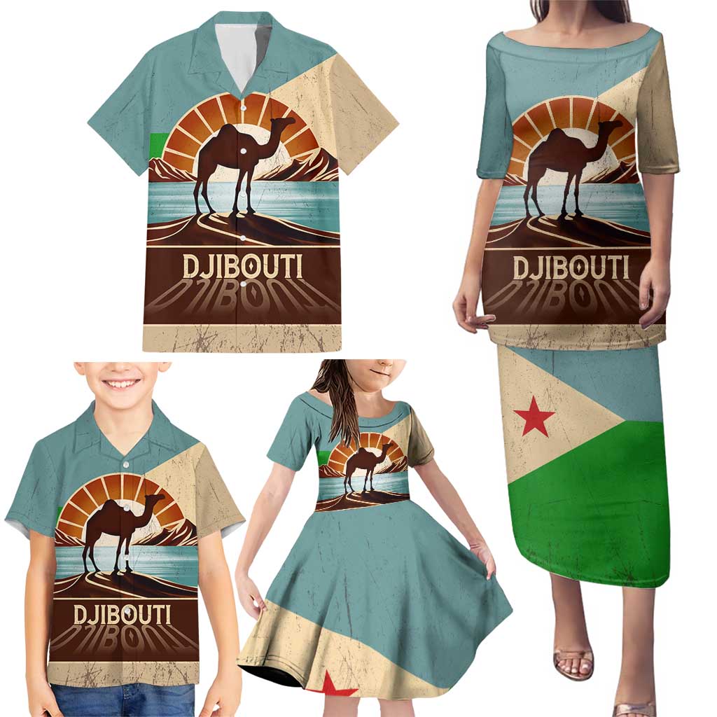 Echoes of Djibouti Family Matching Puletasi and Hawaiian Shirt Where Desert Meets Sea and Heritage Stands Tall