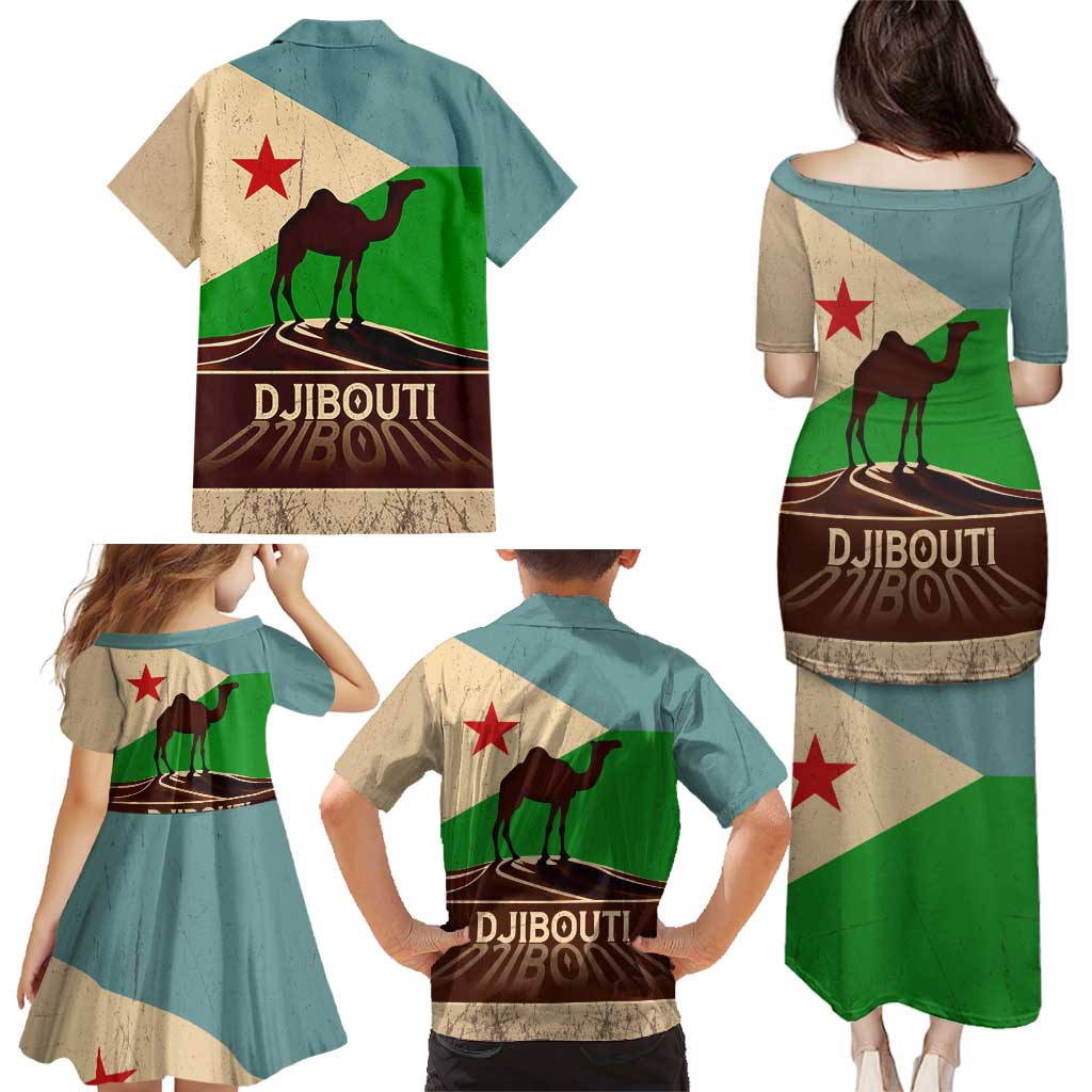 Echoes of Djibouti Family Matching Puletasi and Hawaiian Shirt Where Desert Meets Sea and Heritage Stands Tall