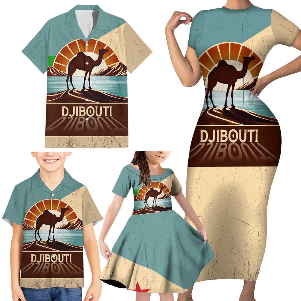 Echoes of Djibouti Family Matching Short Sleeve Bodycon Dress and Hawaiian Shirt Where Desert Meets Sea and Heritage Stands Tall