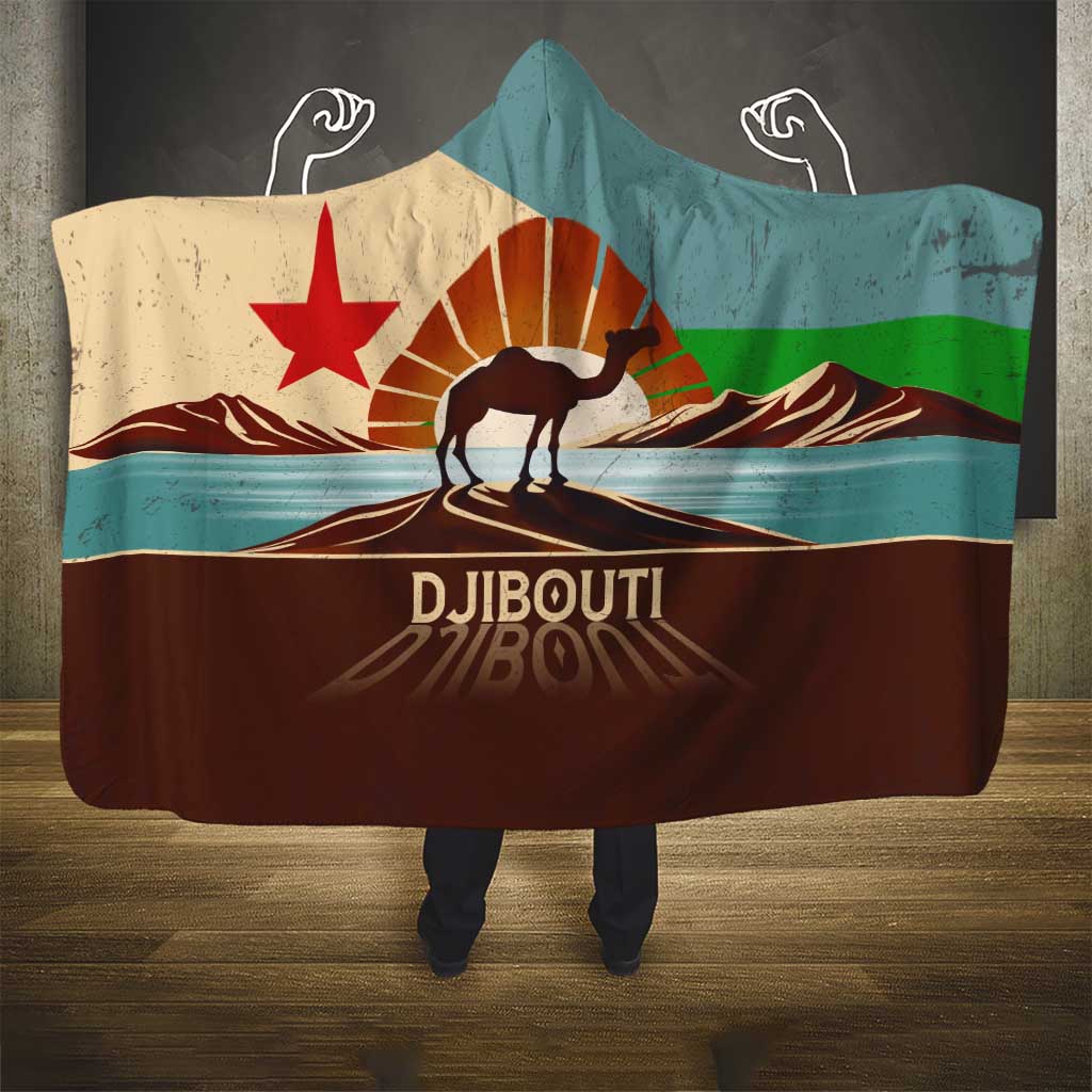 Echoes of Djibouti Hooded Blanket Where Desert Meets Sea and Heritage Stands Tall