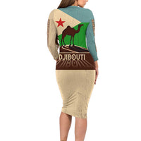 Echoes of Djibouti Long Sleeve Bodycon Dress Where Desert Meets Sea and Heritage Stands Tall