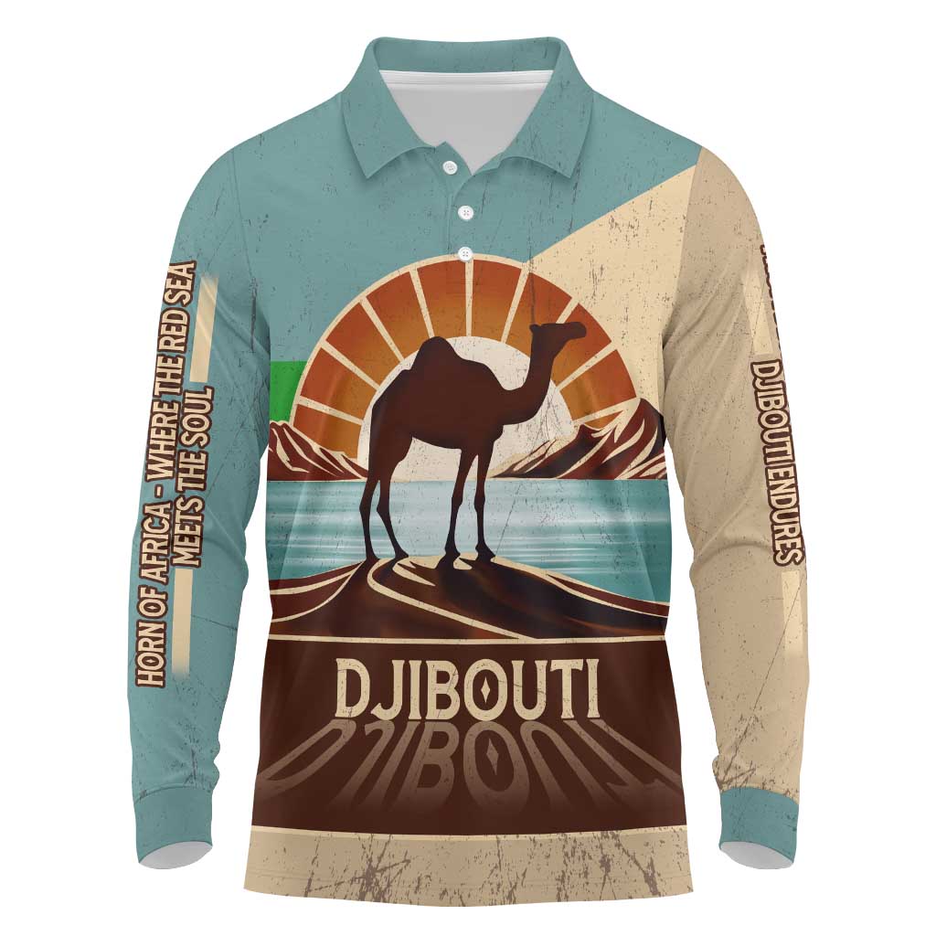 Echoes of Djibouti Long Sleeve Polo Shirt Where Desert Meets Sea and Heritage Stands Tall