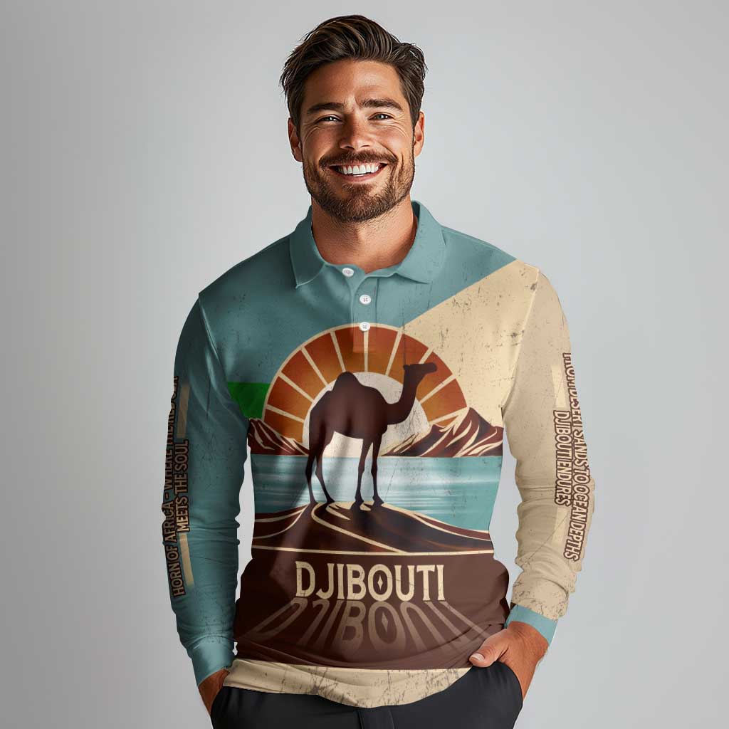 Echoes of Djibouti Long Sleeve Polo Shirt Where Desert Meets Sea and Heritage Stands Tall