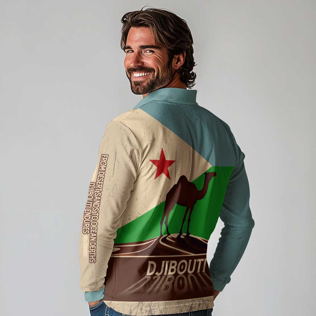 Echoes of Djibouti Long Sleeve Polo Shirt Where Desert Meets Sea and Heritage Stands Tall