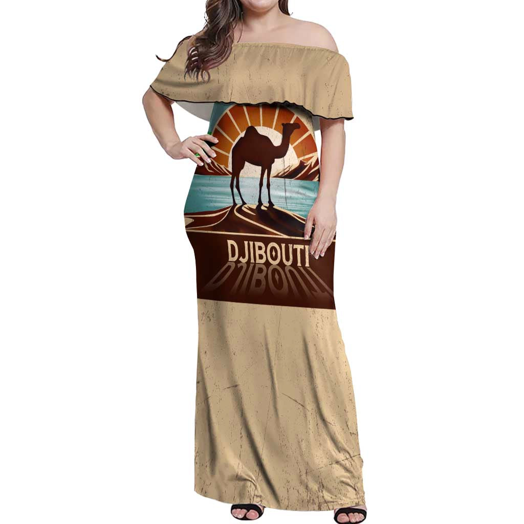 Echoes of Djibouti Off Shoulder Maxi Dress Where Desert Meets Sea and Heritage Stands Tall