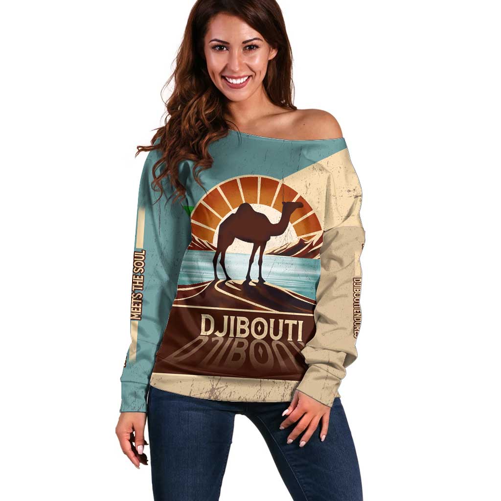 Echoes of Djibouti Off Shoulder Sweater Where Desert Meets Sea and Heritage Stands Tall